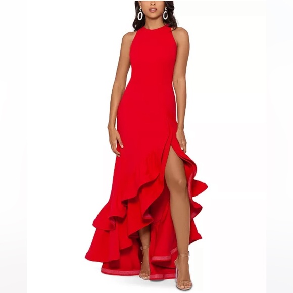 Betsy Adams Hot Pink Ruffled Gown | 4 - Picture 7 of 7